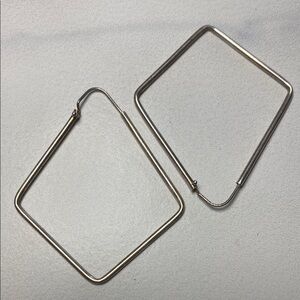 Diamond Shaped Sterling Silver‎ Hoop Earrings 925